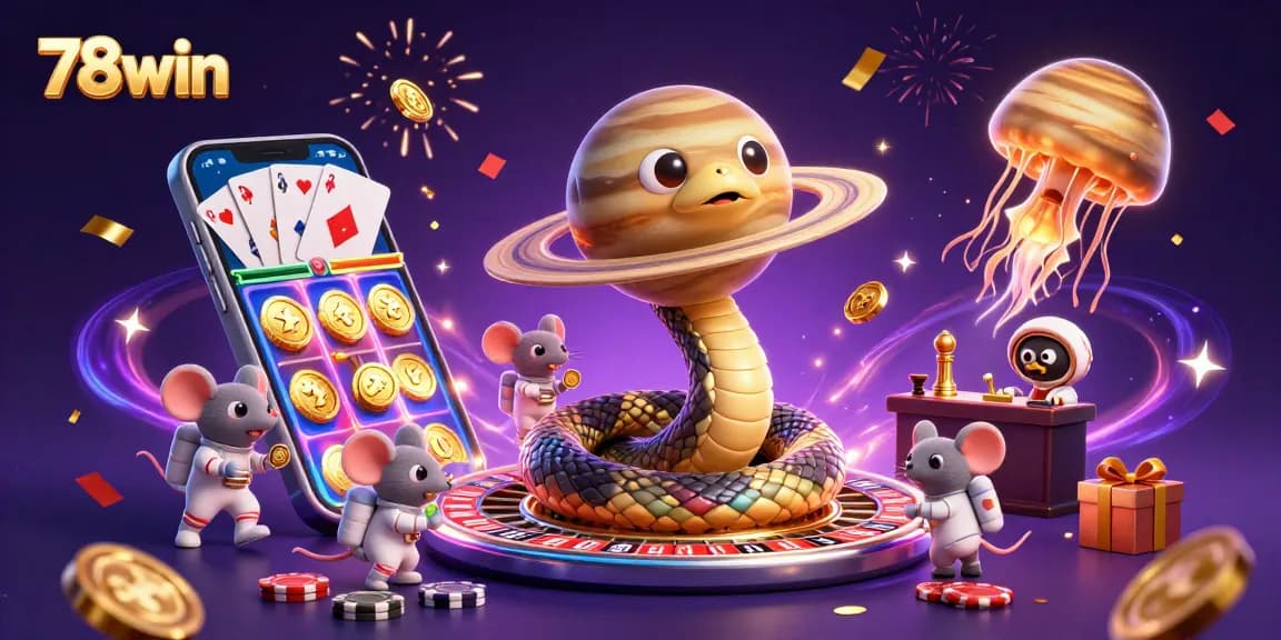 Experience thrilling bets with 78win in vibrant cosmic casino action, featuring unique game elements.