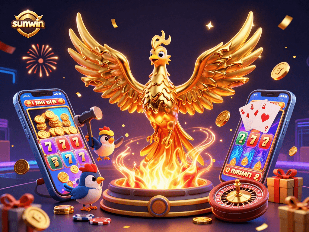 Experience excitement at sunwin with a captivating golden phoenix symbolizing winning dreams and casino joy.