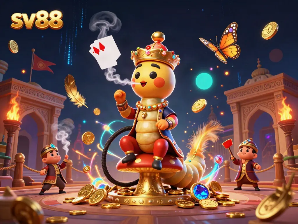 Experience the excitement of sv88 with a vibrant 3D illustration showcasing a gaming atmosphere filled with dynamic elements and characters.