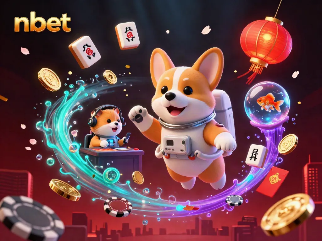 Experience the thrill of nbet as a 3D corgi astronaut navigates the captivating space station casino.