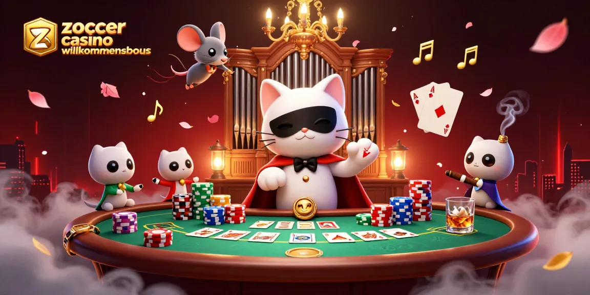 Zoccer Casino Willkommensbonus: Genießen Sie ein einzigartiges Casino-Erlebnis mit unserer extravaganten Fantasie-Illustration.