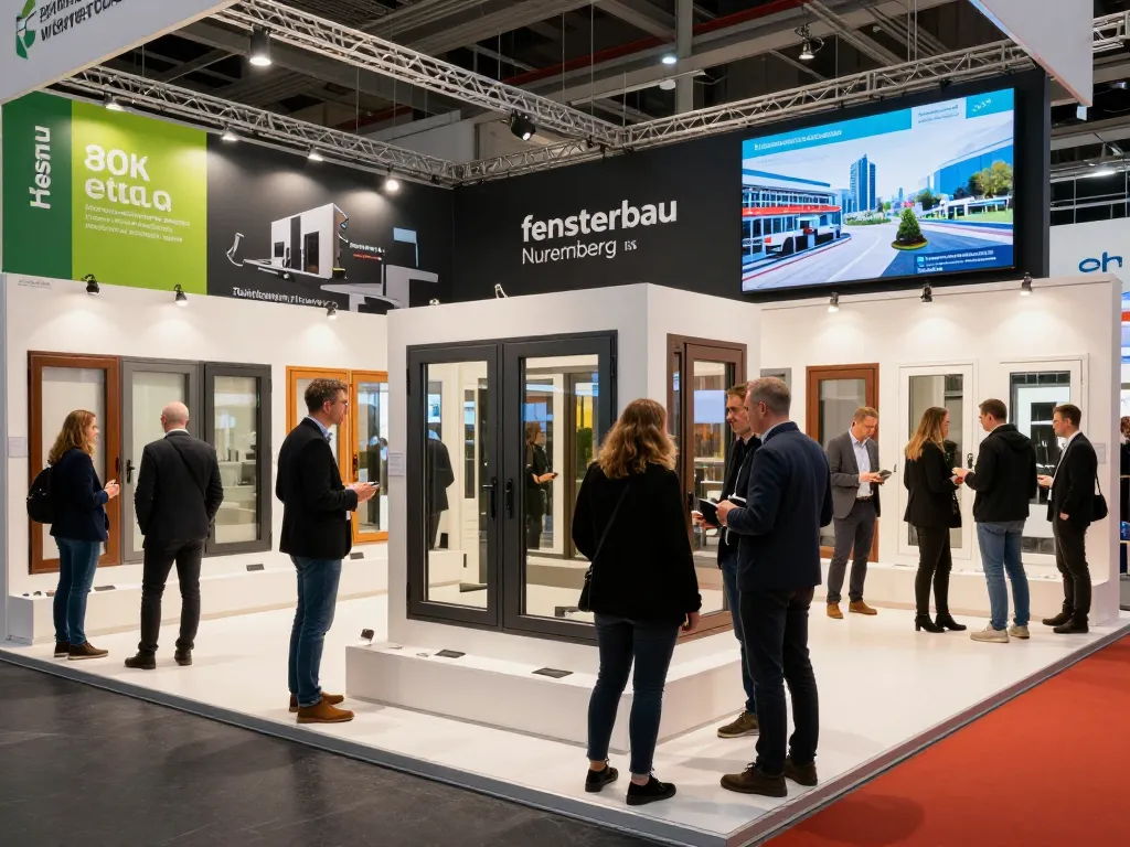 Engagierte Fachleute auf einer Fensterbau-Ausstellung, die innovative Fensterdesigns in Nürnberg 2026 präsentieren.