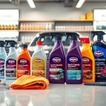 Koch Chemie Produkte auf einem modernen Tisch in einem hochwertigen Autohaus präsentiert.